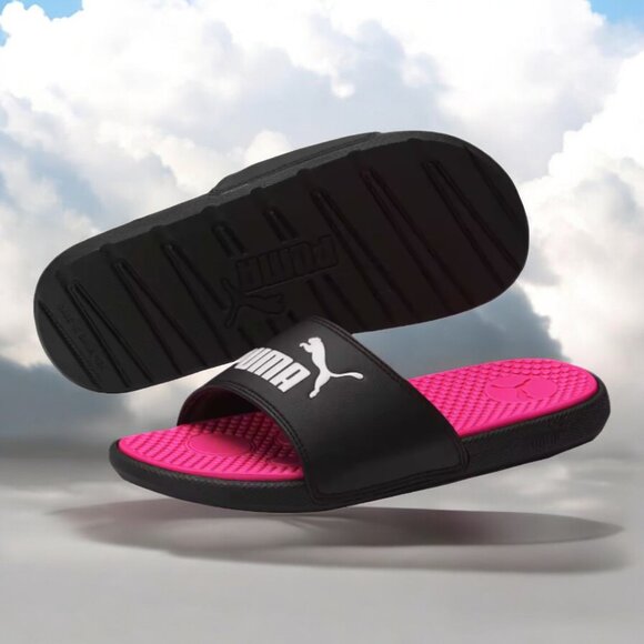 PUMA Cool Cat JR Sport Slides Black/Knock Out Pink - Picture 9 of 9